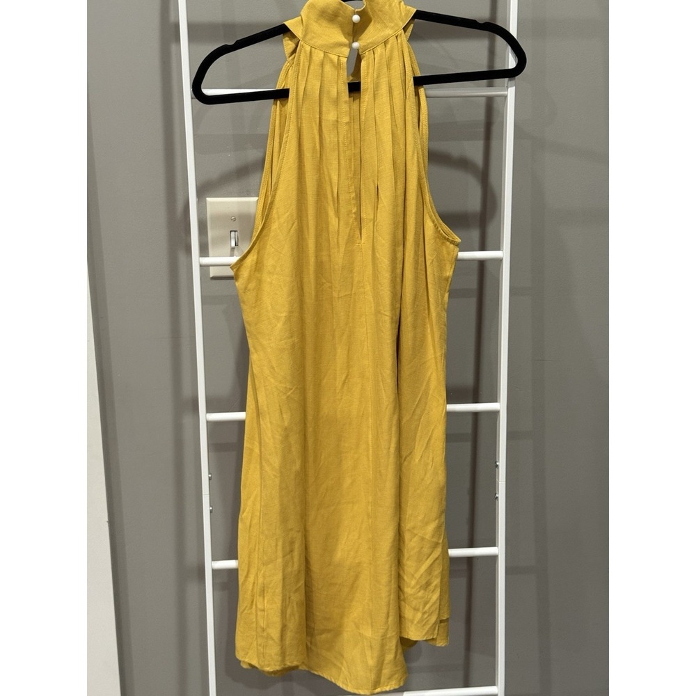 Women's Yellow Solid Halter Neck Boho Chic Minimalist Midi Swing Dress XL - Picture 6 of 6